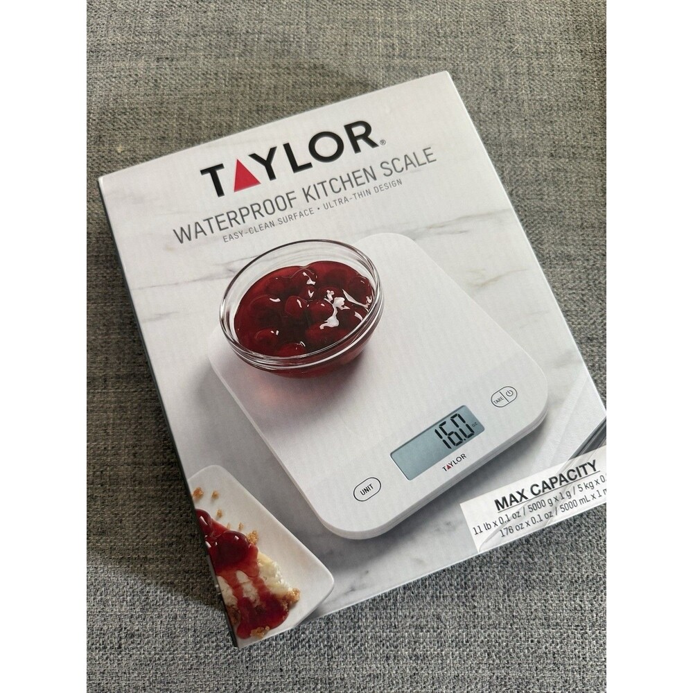Taylor Waterproof Kitchen Scale -Ultra Thin- Max Capacity 11lb x .1oz #5322735TY